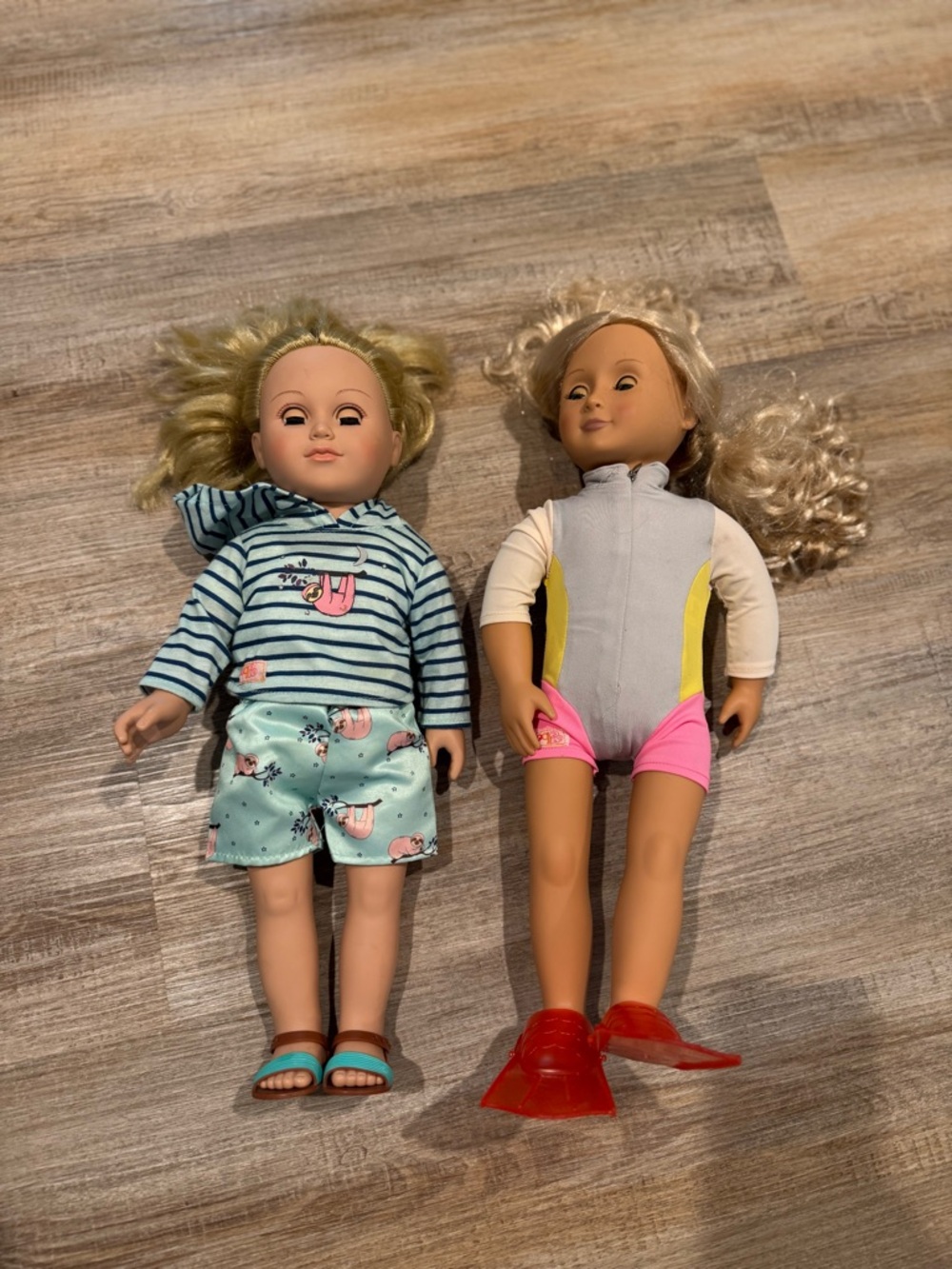 2 out generation Dolls with Swimsuit and sloth pjs- Kids Toy